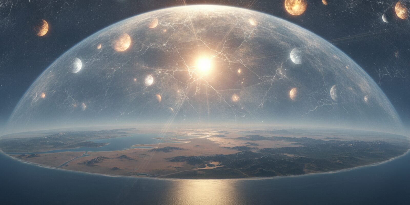 A vault of sky with lights set in it